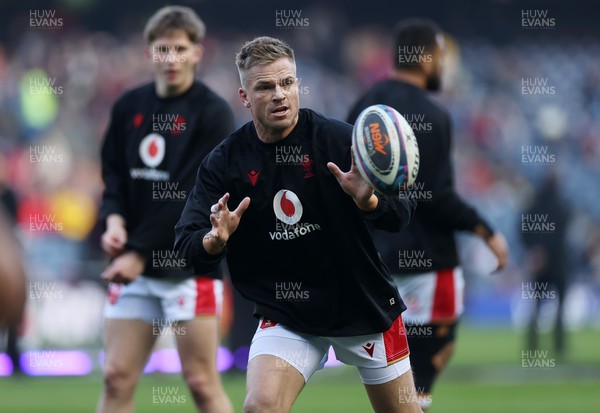 080325 - Scotland v Wales - Guinness 6 Nations Championship - Gareth Anscombe of Wales during the warm up