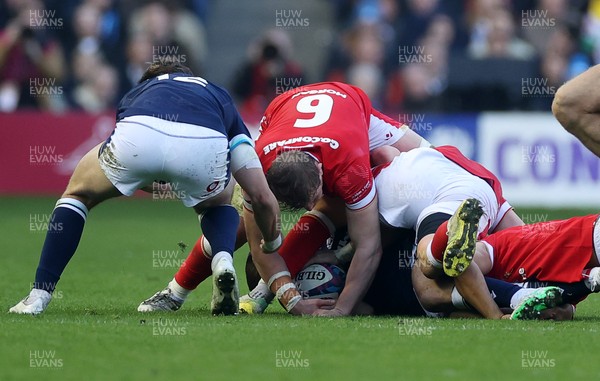 080325 - Scotland v Wales - Guinness 6 Nations Championship - Jac Morgan of Wales wins a penalty