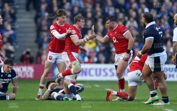 080325 - Scotland v Wales - Guinness 6 Nations Championship - Jac Morgan of Wales wins a penalty