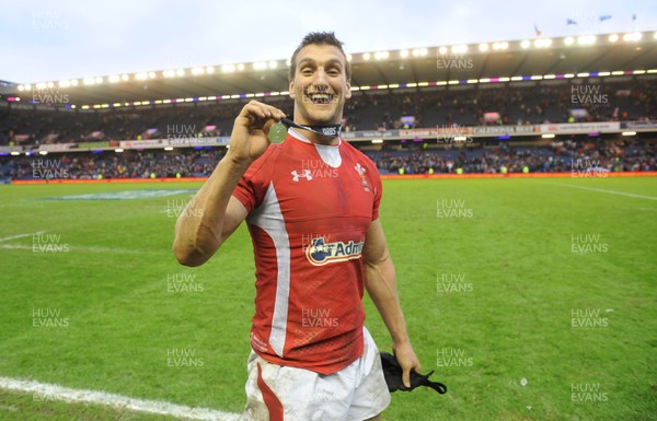 090313 - Scotland v Wales - RBS Six Nations 2013 -Sam Warburton of Wales celebrates his man of the match award