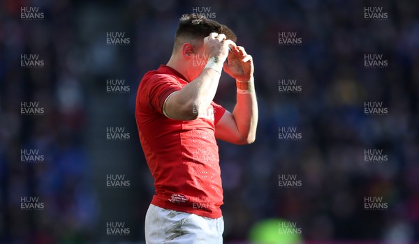 090319 - Scotland v Wales - Guinness 6 Nations - Dejected Josh Adams of Wales after knocking the ball on