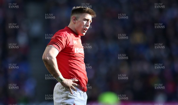 090319 - Scotland v Wales - Guinness 6 Nations - Dejected Josh Adams of Wales after knocking the ball on
