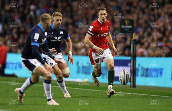 110223 - Scotland v Wales - Guinness 6 Nations Championship - Liam Williams of Wales chips the ball upfield
