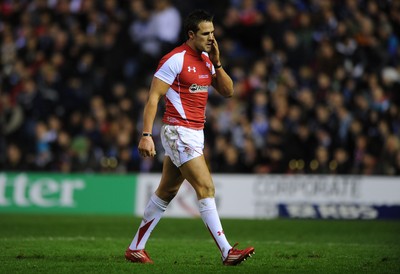 12.02.11 - Scotland v Wales - RBS Six Nations 2011 - Lee Byrne of Wales leaves the field after being shown a yellow card. 