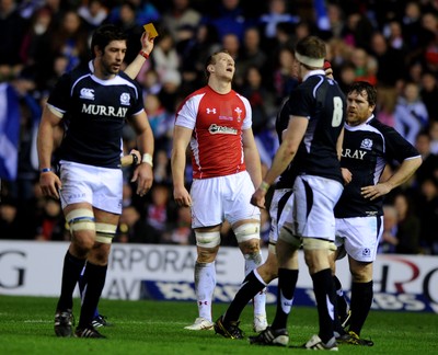 12.02.11 - Scotland v Wales - RBS Six Nations 2011 - Bradley Davies of Wales leaves the field after being shown a yellow card. 
