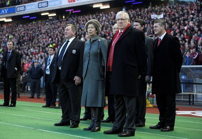 12.02.11 - Scotland v Wales - RBS Six Nations 2011 - (L-R)SRU President Ian McLauchlan, HRH Princess Anne and WRU President Dennis Gethin. 