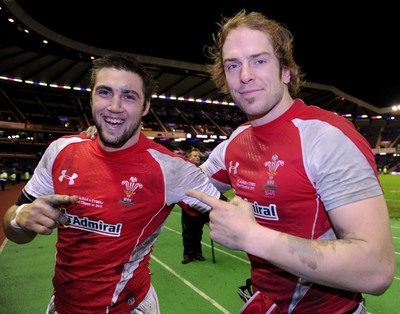 12.02.11 - Scotland v Wales - RBS Six Nations 2011 - Josh Turnbull and Alun Wyn Jones of Wales. 