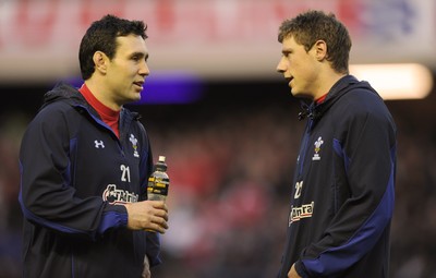 12.02.11 - Scotland v Wales - RBS Six Nations 2011 - Stephen Jones and Rhys Priestland of Wales. 