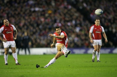 12.02.11 - Scotland v Wales... Wales James Hook slots over another kick. 