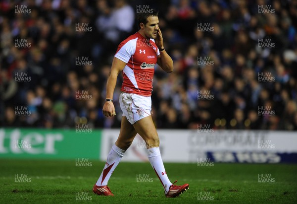 12.02.11 - Scotland v Wales - RBS Six Nations 2011 - Lee Byrne of Wales leaves the field after being shown a yellow card. 