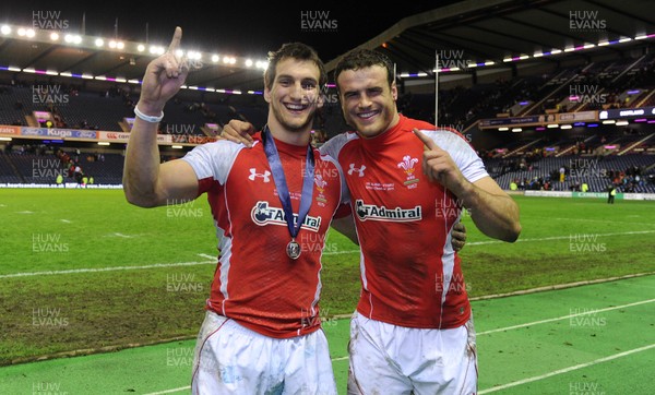 12.02.11 - Scotland v Wales - RBS Six Nations 2011 - Sam Warburton and Jamie Roberts of Wales celebrate at the end of the game. 