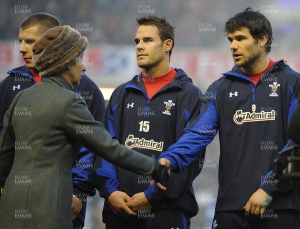 12.02.11 - Scotland v Wales - RBS Six Nations 2011 - Mike Phillips of Wales shakes hands with HRH Princess Anne. 