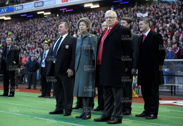 12.02.11 - Scotland v Wales - RBS Six Nations 2011 - (L-R)SRU President Ian McLauchlan, HRH Princess Anne and WRU President Dennis Gethin. 