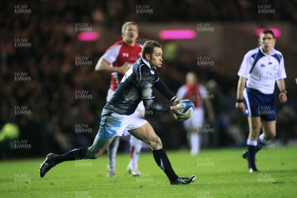 12.02.11 - Scotland v Wales... Scotland's Dan Parks tries to get his backs moving. 