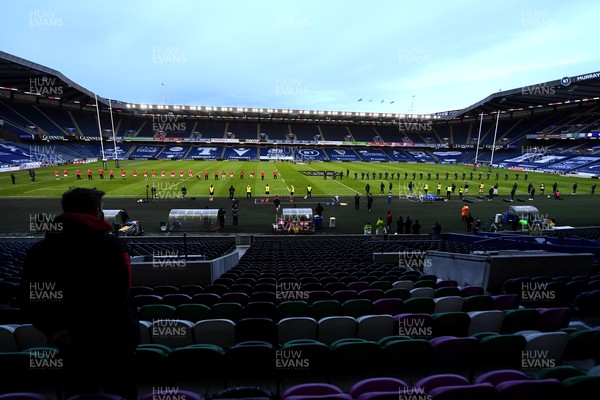 130221 - Scotland v Wales - Guinness Six Nations - Wales and Scotland line up for the anthems at Murrayfield