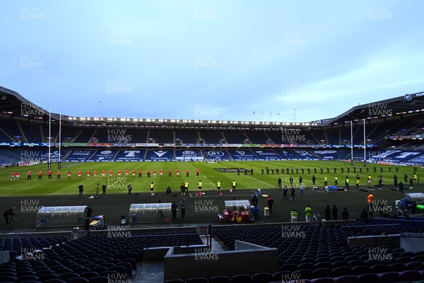 130221 - Scotland v Wales - Guinness Six Nations - A general view of Murrayfield during the anthems