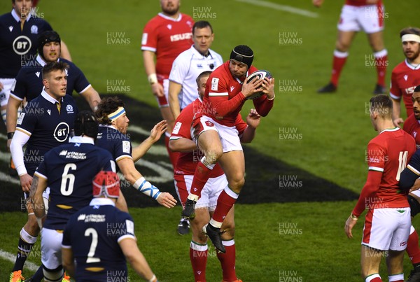 130221 - Scotland v Wales - Guinness Six Nations - Leigh Halfpenny of Wales takes high ball