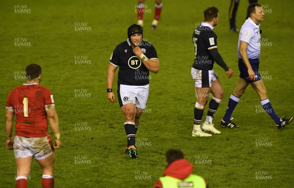 130221 - Scotland v Wales - Guinness Six Nations - Zander Fagerson of Scotland leaves the field after being shown a red card