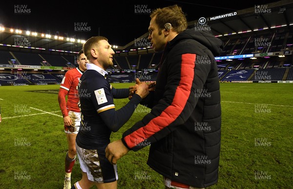 130221 - Scotland v Wales - Guinness Six Nations - Finn Russell of Scotland and Alun Wyn Jones of Wales at the end of the game
