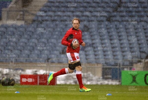 130221 - Scotland v Wales - Guinness 6 Nations - Alun Wyn Jones of Wales during the warm up