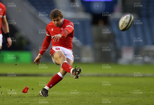 130221 - Scotland v Wales - Guinness 6 Nations - Leigh Halfpenny of Wales kicks a penalty