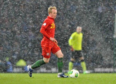 220313 -  Scotland v Wales - 2014 FIFA World Cup Qualifier -  Hampden Park - Scotland - Jonathan Williams of Wales makes his debut 