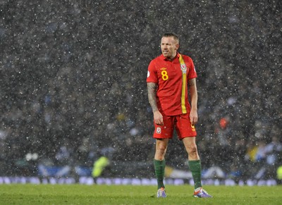 220313 -  Scotland v Wales - 2014 FIFA World Cup Qualifier -  Hampden Park - Scotland - Craig Bellamy of Wales 