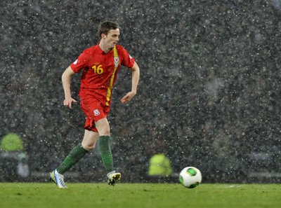 220313 -  Scotland v Wales - 2014 FIFA World Cup Qualifier -  Hampden Park - Scotland - Andy King of Wales 