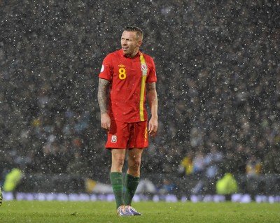 220313 -  Scotland v Wales - 2014 FIFA World Cup Qualifier -  Hampden Park - Scotland - Craig Bellamy of Wales 