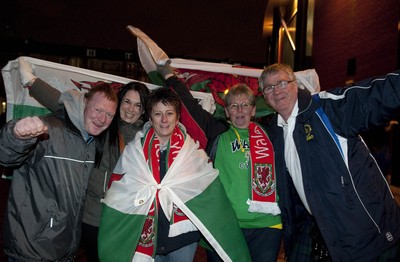 220313 -  Scotland v Wales - 2014 FIFA World Cup Qualifier -  Hampden Park - Scotland - Wales fans outside Hampden Park