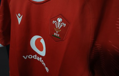 220325  Scotland v Wales, Guinness Women’s Six Nations 2025 - Carys Phillips’ match shirt hangs in the Wales changing room ahead of the match on the occasion of her 80th cap