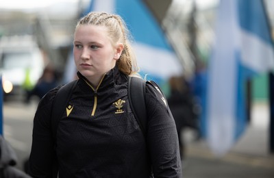 220325  Scotland v Wales, Guinness Women’s Six Nations 2025 -Alaw Pyrs of Wales arrives at the stadium