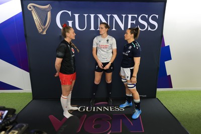 220325  Scotland v Wales, Guinness Women’s Six Nations 2025 - Wales Captain Hannah Jones and Scotland Captain Rachel Malcolm at the coin toss