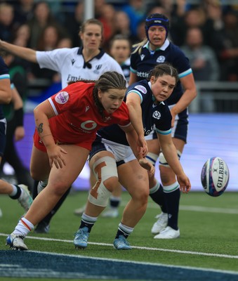 220325  Scotland v Wales, Guinness Women’s Six Nations 2025 - Maisie Davies of Wales looks to win the ball