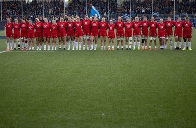 220325  Scotland v Wales, Guinness Women’s Six Nations 2025 - The Wales team line up for the anthems