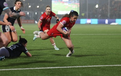 220325  Scotland v Wales, Guinness Women’s Six Nations 2025 - Kayleigh Powell of Wales is tackled short of the line