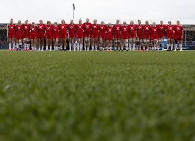 220325  Scotland v Wales, Guinness Women’s Six Nations 2025 - The Wales team line up for the anthems