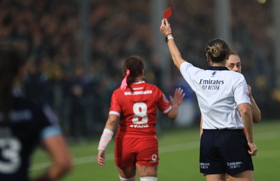 220325  Scotland v Wales, Guinness Women’s Six Nations 2025 - Georgia Evans of Wales is shown a red card after picking up a second yellow card