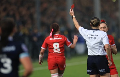 220325  Scotland v Wales, Guinness Women’s Six Nations 2025 - Georgia Evans of Wales is shown a red card after picking up a second yellow card