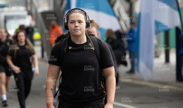 220325  Scotland v Wales, Guinness Women’s Six Nations 2025 - Maisie Davies of Wales arrives at the stadium