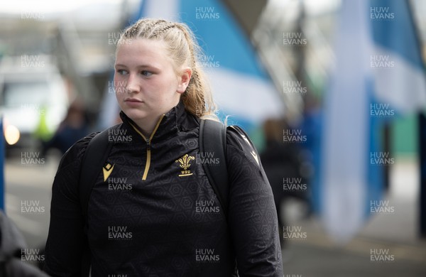 220325  Scotland v Wales, Guinness Women’s Six Nations 2025 -Alaw Pyrs of Wales arrives at the stadium