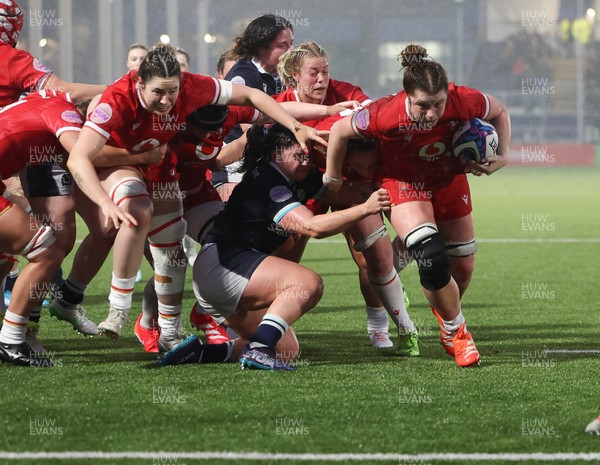 220325  Scotland v Wales, Guinness Women’s Six Nations 2025 - Kate Williams of Wales charges for the line