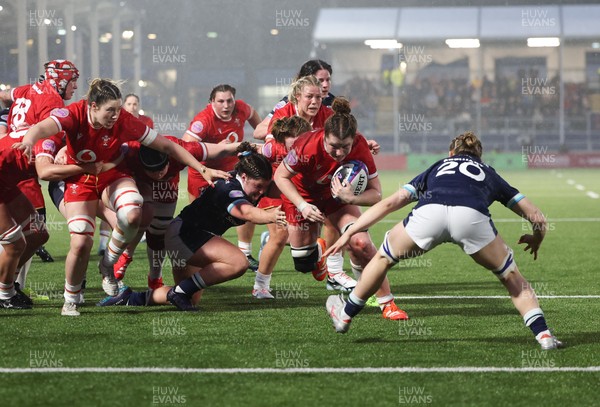 220325  Scotland v Wales, Guinness Women’s Six Nations 2025 - Kate Williams of Wales charges for the line