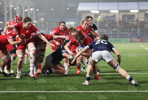 220325  Scotland v Wales, Guinness Women’s Six Nations 2025 - Kate Williams of Wales charges for the line