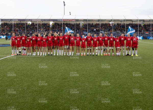 220325  Scotland v Wales, Guinness Women’s Six Nations 2025 - The Wales team line up for the anthems