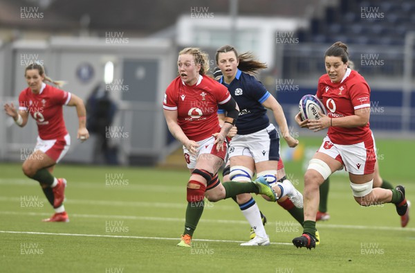 010423 - Scotland v Wales - TikTok Women's Six Nations - Sioned Harries of Wales makes a break that leads to her sides second try