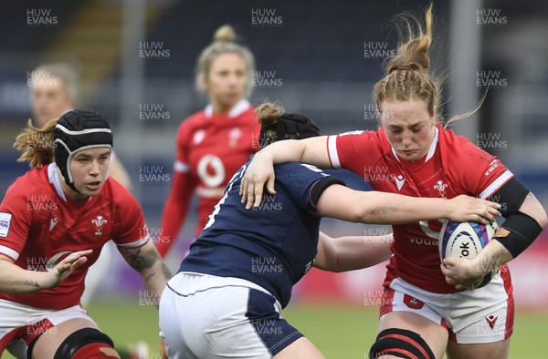 010423 - Scotland v Wales - TikTok Women's Six Nations - Lisa Neumann of Wales is tackled by Louise McMillan of Scotland