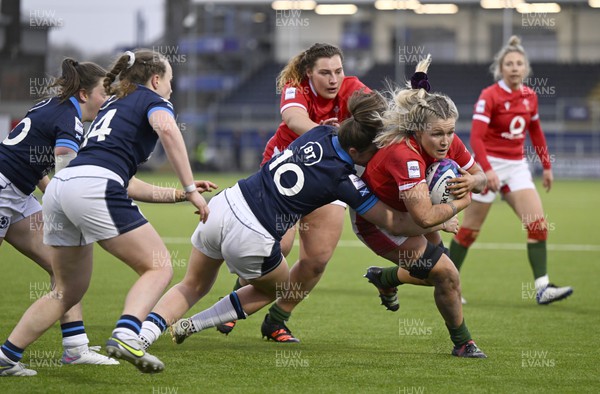 010423 - Scotland v Wales - TikTok Women's Six Nations - Helen Nelson of Scotland tackles Alex Callender of Wales