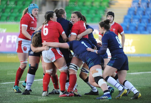 171119 - Scotland Women v Wales Women -  Siwan Lillicrap of Wales is caught in the middle of a maul