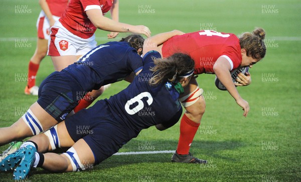 171119 - Scotland Women v Wales Women -  Natalia John of Wales is tackled by Rachel Malcolm and Louise McMillan